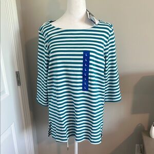 Lands' End teal and White Sailor Collar Tunic